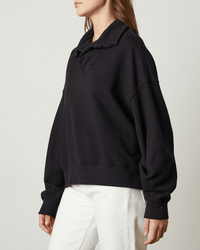 Velvet by Graham & Spencer Clothing Suzie L/S Collar Sweatshirt in Black