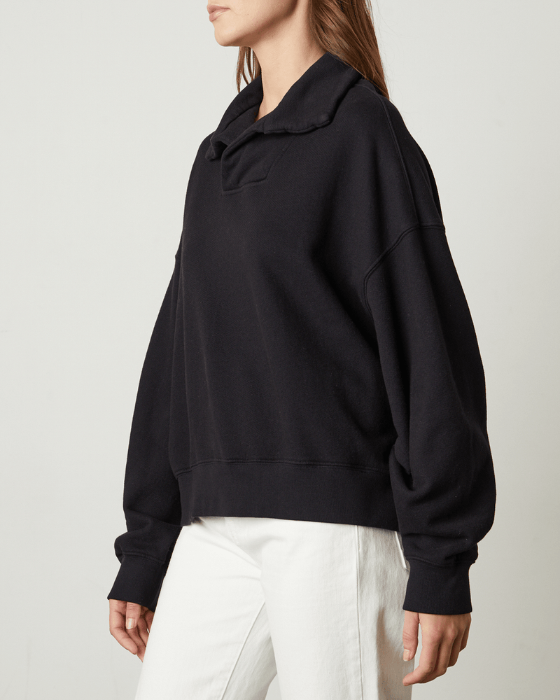 Velvet by Graham & Spencer Clothing Suzie L/S Collar Sweatshirt in Black