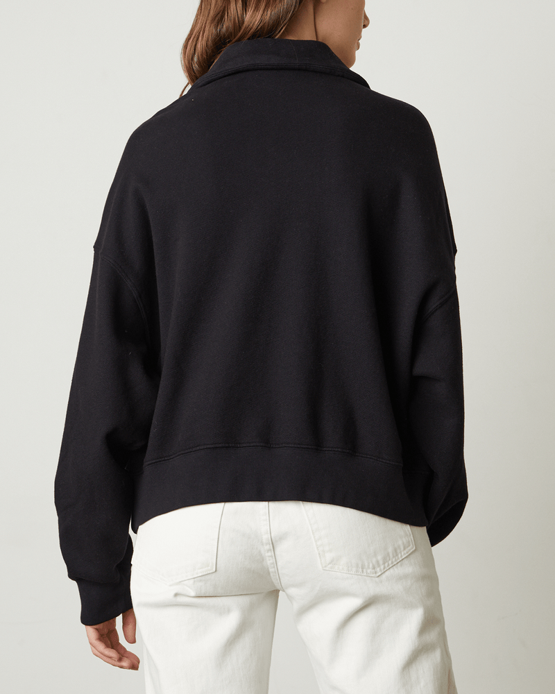 Velvet by Graham & Spencer Clothing Suzie L/S Collar Sweatshirt in Black