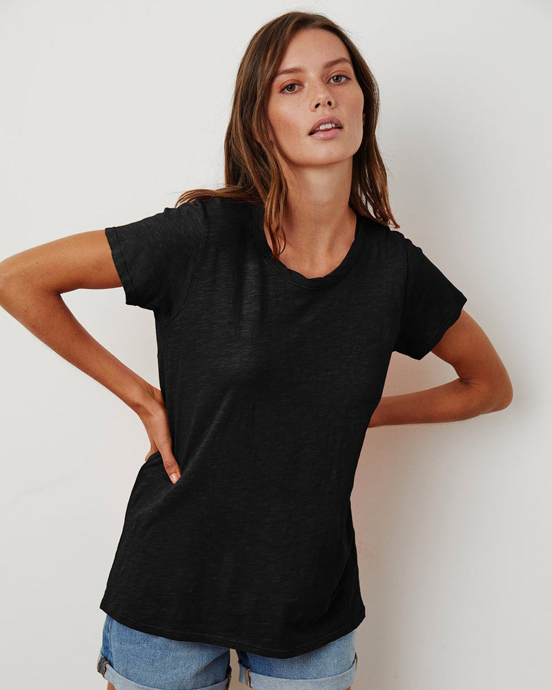 Black velvet tee shirt top