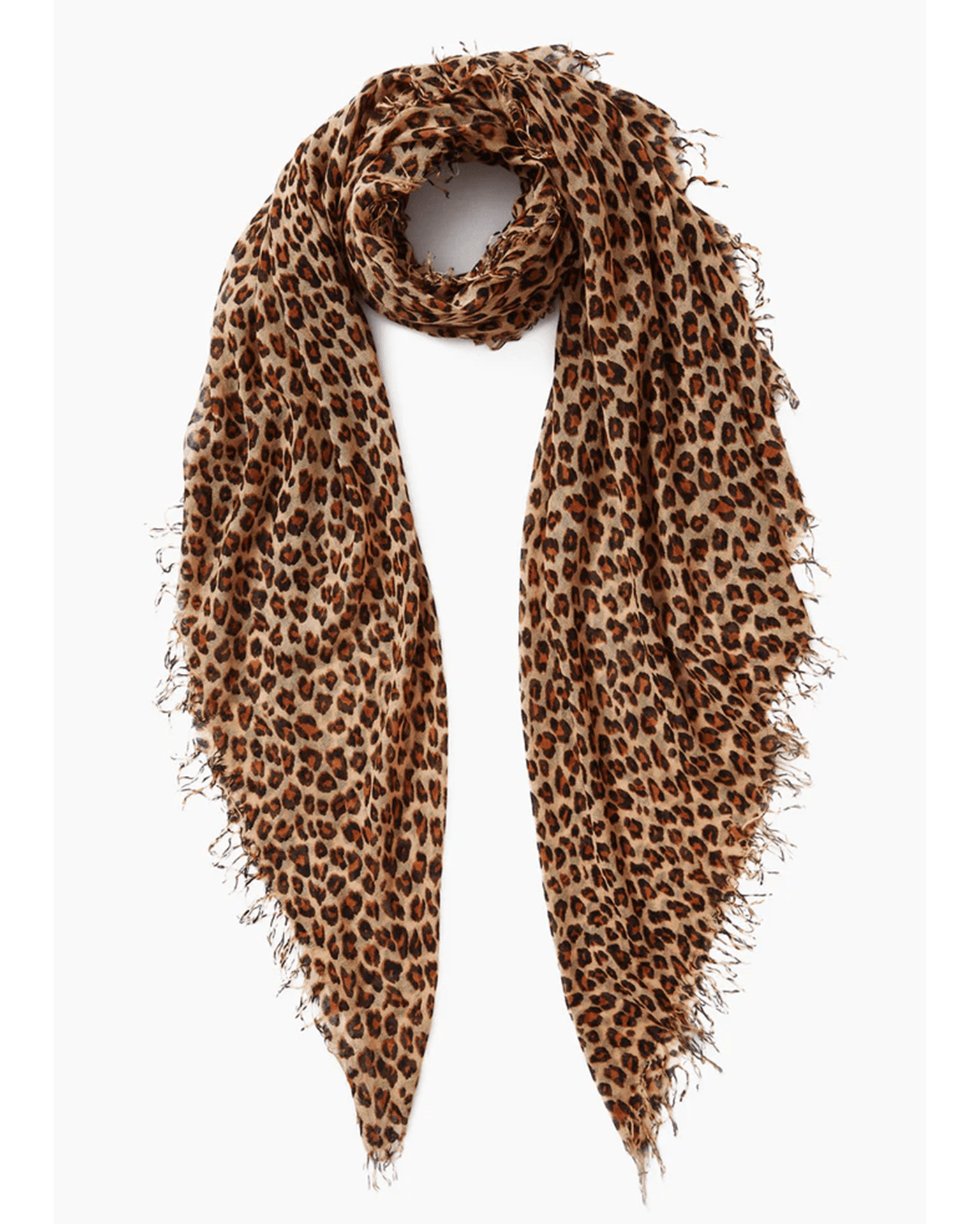 Leopard Print C/S Scarf in Roasted Pecan