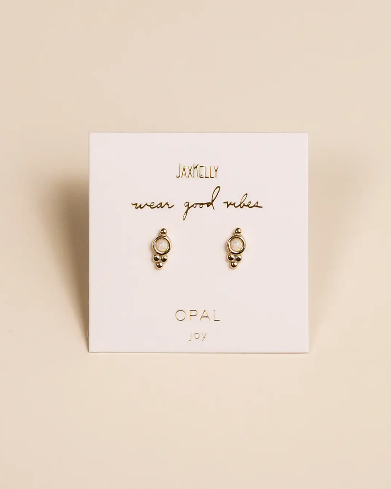 Tri Ball Studs - White Opal