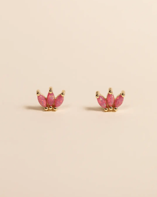 JaxKelly Jewelry Pink Opal Opal Crown Stud - Pink