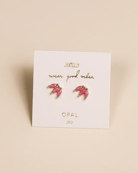 JaxKelly Jewelry Pink Opal Opal Crown Stud - Pink
