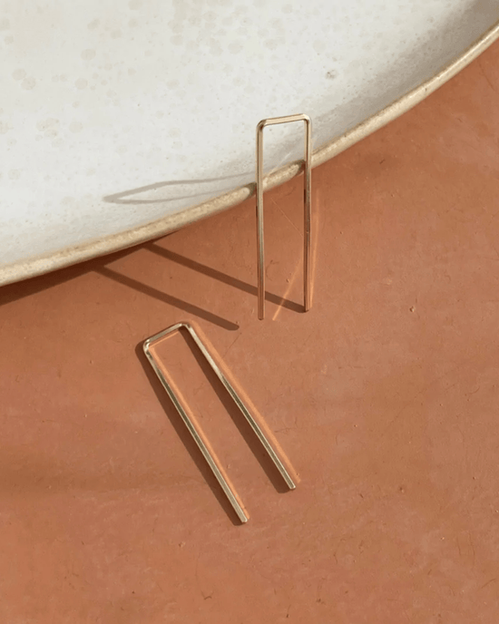 Token Jewelry Staple Earrings in 14K Gold Fill 