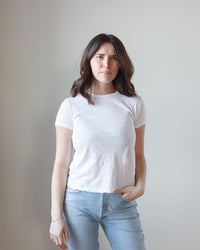 Velvet by Graham & Spencer Sierra S/S Crew Neck Top in White 