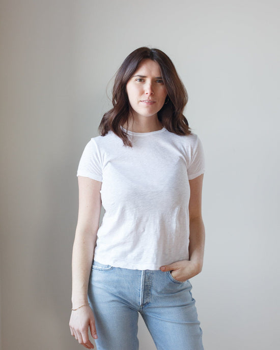 Velvet by Graham & Spencer Sierra S/S Crew Neck Top in White 