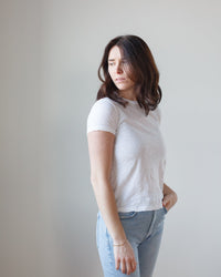 Velvet by Graham & Spencer Sierra S/S Crew Neck Top in White 